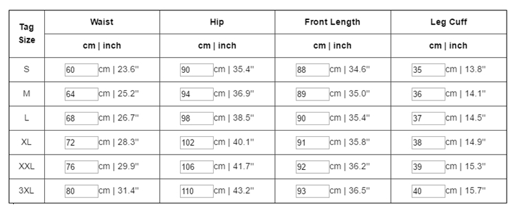 Us Women S Pants Size Chart