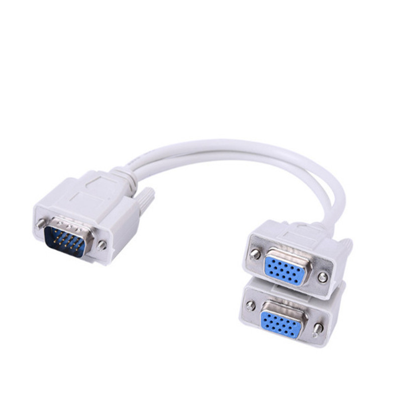 VGA Male to 2 Female Y Splitter Cable SVGA Monitor Adapter Extension Video Cord
