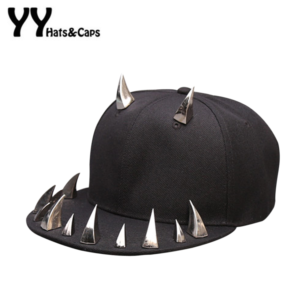 GGsheng Unisex Punk Gothic Horn Nieten Baseball Cap Hip Hop Street Festival Snapback Hut