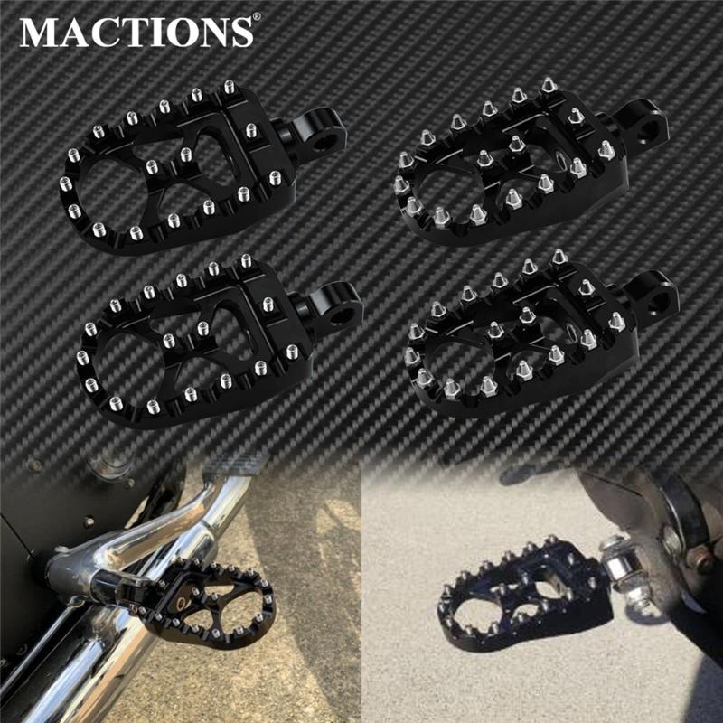 

Universal Motorcycle Wide Footpegs CNC Footrests Pedal Black For Dyna Sportster Bobber Chopper Street Bob Wide Glide
