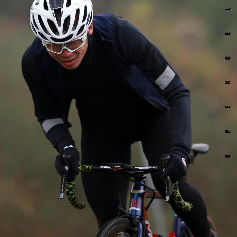 

SPEXCEL NEWEST 360 degree reflection Classic winter Thermal fleece Cycling Jersey thermal Cycling jacket extra sleeve pocket, Black