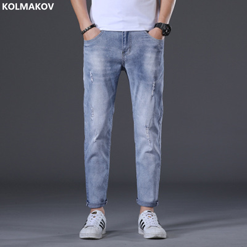 

2020 New fashion Straight Mens Denim Jeans elasticity slim Jeans Men's High quality Classic Casual men Pencil pants, Blue