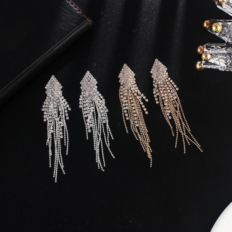 

Dangle & Chandelier Fashion Handmade Long Tassel Earrings For Women Statement Rhinestone Crystal Drop Earings Evening Jewelry E658