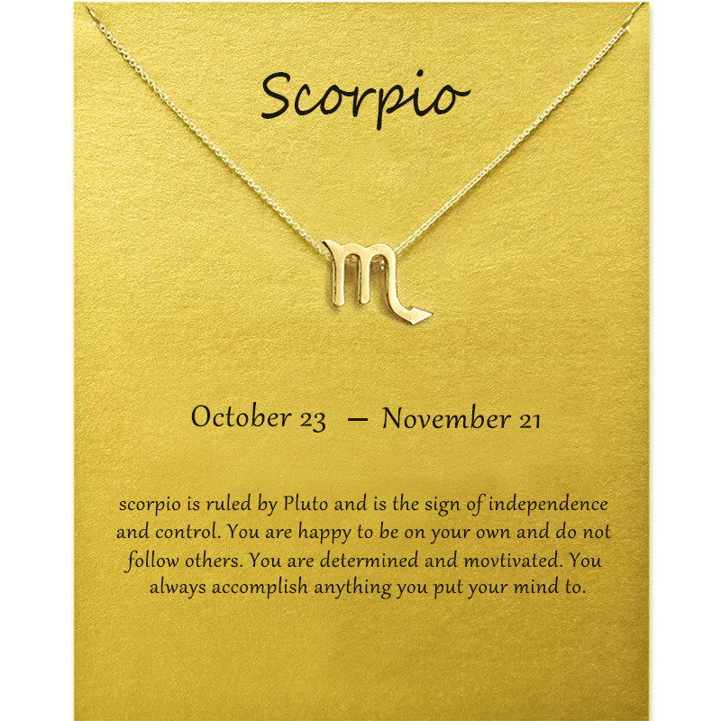 

Fashion Jewelry 12 Constellation Scorpio Pendant Necklaces For Women Zodiac Chains Necklace Gold Silver Color Birthday Gift
