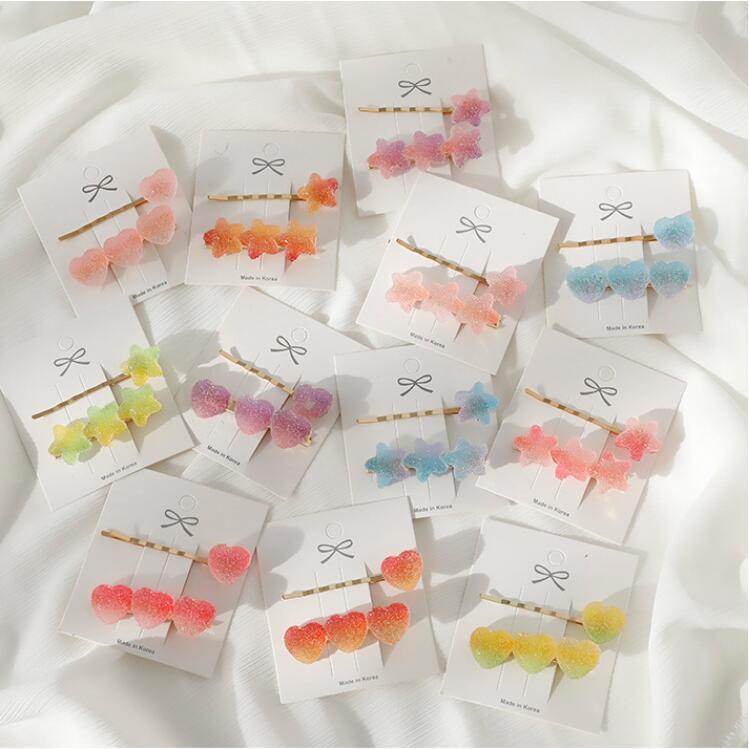 

Candy color star love hair clip cute resin fantasy girl hairpin barrettes set hair accessories