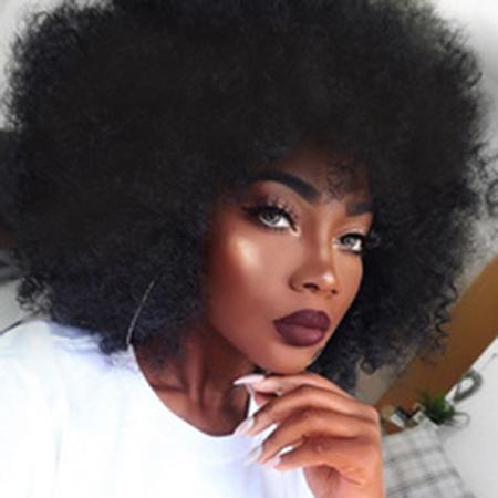 

women's new hairstyle afro short cut curly wigs brazilian Hair African Americ Simulation human hair short kinky curly wig for lady, Black