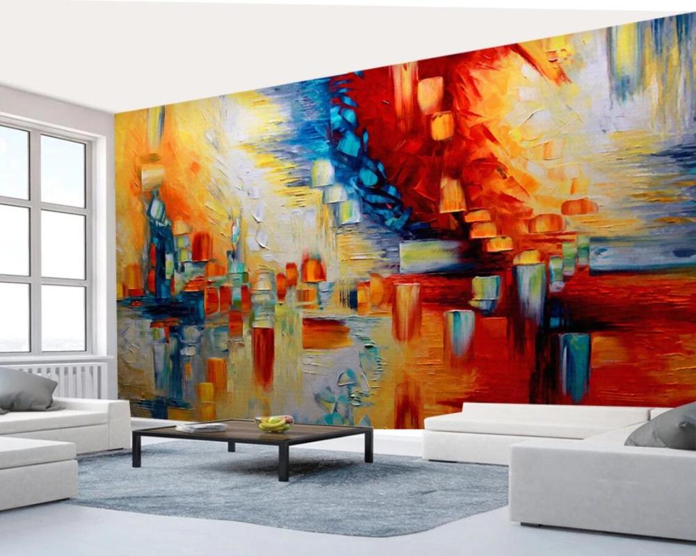

European Abstract Oil Painting Mural Creative 3D Wall Paper 3D Contact Paper for Bedroom Wall Papers Canvas Wallpaper, Flash silver cloth