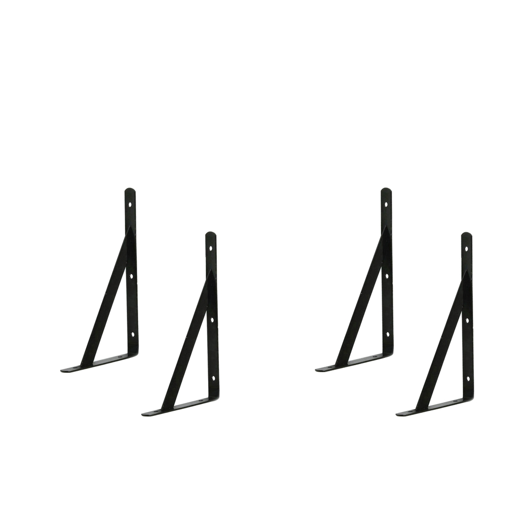 

pack 4 metal floating wall shelf bracket shelving board holder 30x19cm