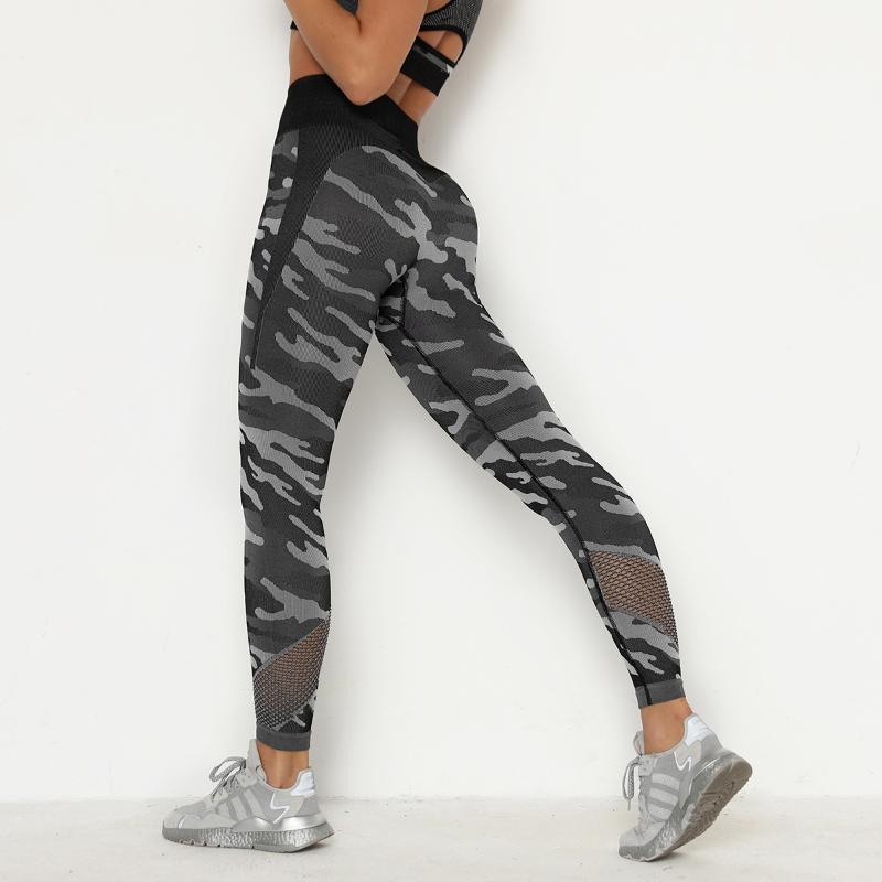 

Women' sports pants camouflage high-waisted buttocks tight nine-point pants female hip fitness running elastic yoga, Purple