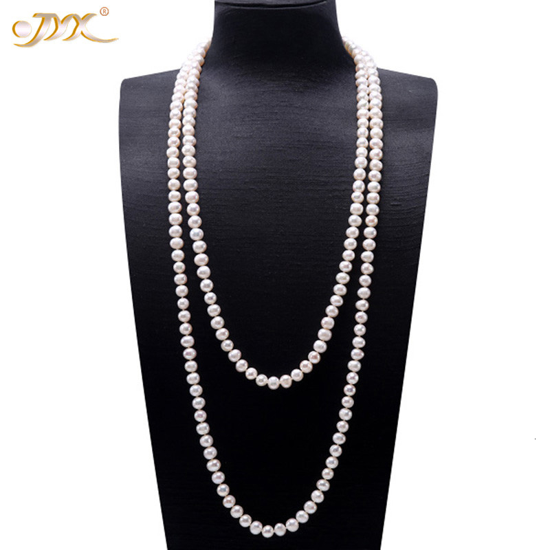 

JYX Pearl Sweater Necklaces Long Round Natural White 8-9mm Natural Freshwater Pearl Necklace Endless charm necklace 328sale CJ191210