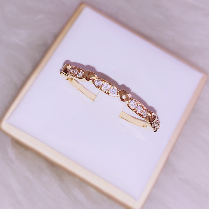 

Small Fresh 14k Gold Ring Woman Japan And South Korea Concise Love Row Diamond Inlay Row Drill Ring