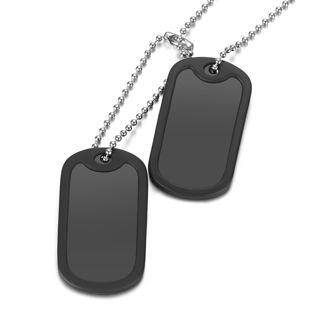 

Personalized Stainless Steel Dog Army Tag Custom Engraved Name ID Photo pendants Necklace Long Chain Military Army Style Jewelry SL-114, Silver