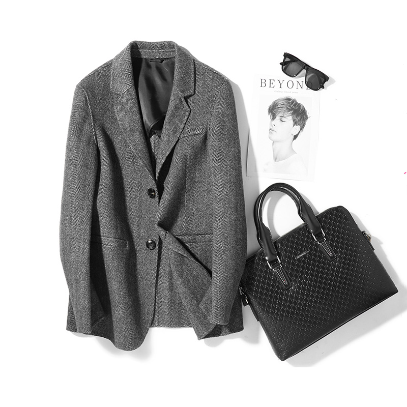 

Boollili Double-sided Wool Coat Casual Short Suit Man Jacket Overcoat Mens Coats and Jackets Casaco Masculino, Coffee