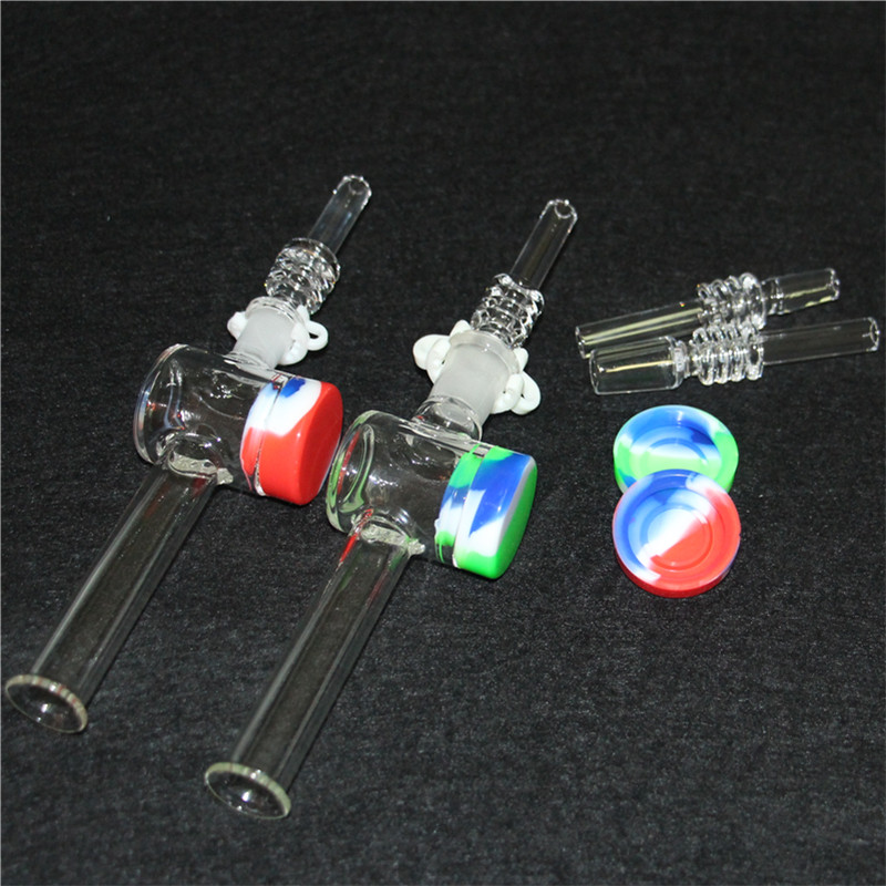 

hookahs Glass Nectar Collector Kits with 10mm 14mm Quartz Tips Keck Clip 5ml Silicone Container Reclaimer Nector Kit for Smoking