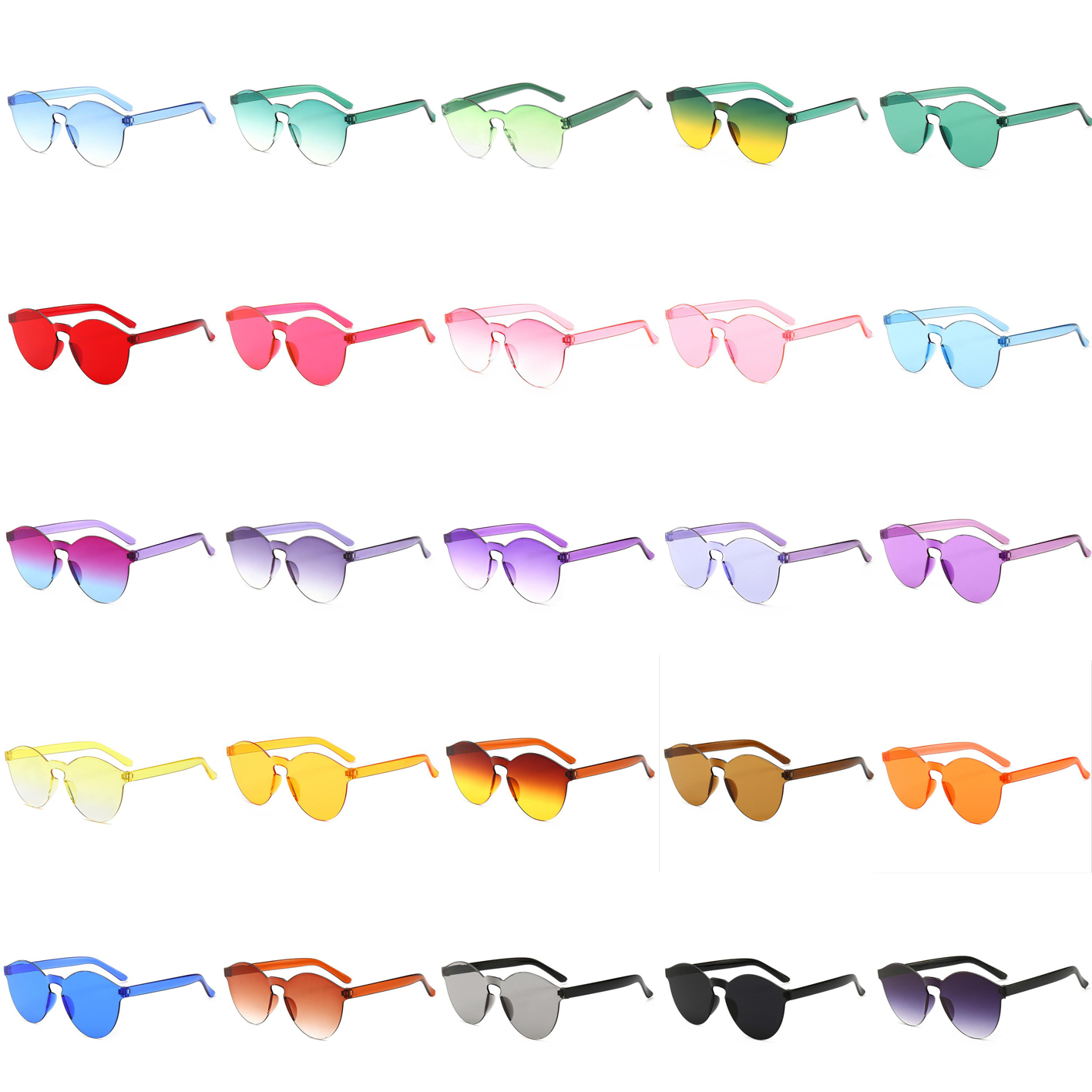 

Fashion Round Edge Clear Jelly Colored Sunglasses Frameless Men Shades Glasses Gradient Transparent Eyewear Women Fashion Accessory 27Colors