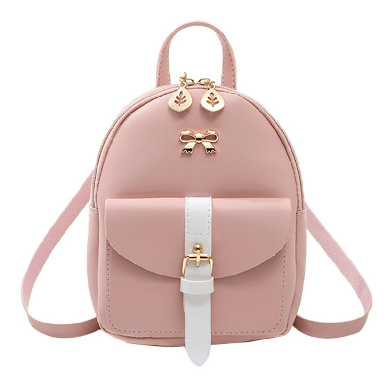 

2020 New PU Leather Kawaii Backpack Cute Graceful Bagpack Women's Mini Backpack Small School Bags for Girls Bow-knot, Black