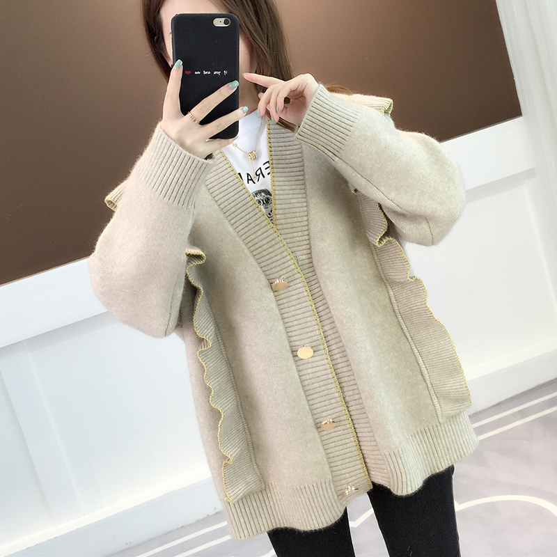 

Spring Autumn Sweater Women Clothes 2020 Cardigan Jacket Korean Vintage Streetwear Women's Sweaters Tops Casaco Feminino ZT3056, Beige