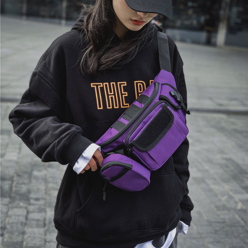 

2020 new ladies makeup bag Harajuku style shoulder bag fashion sports crossbody chest women's, Black