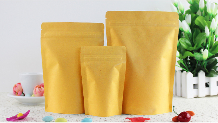 

11*18.5+3cm 300pcs Stand Up Aluminum Foil Brown kraft paper bags with Zipper lock for //Nut Resealable Packaging Bag