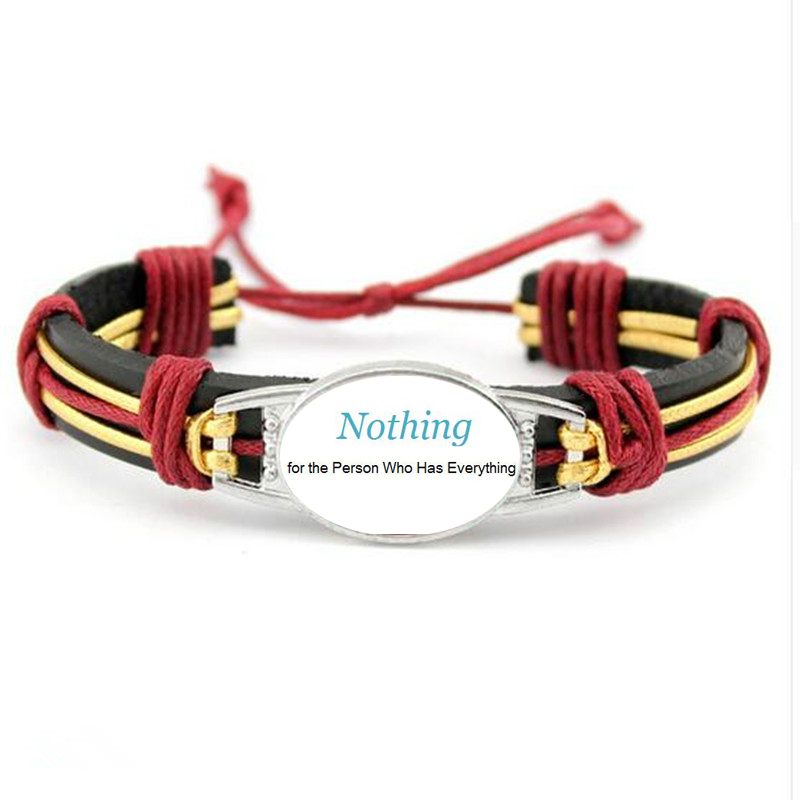 

Nothing Gift for the Person Who Has Everything Genuine Leather Bracelet With Adjustable Bride Rope Bangle Jewelry