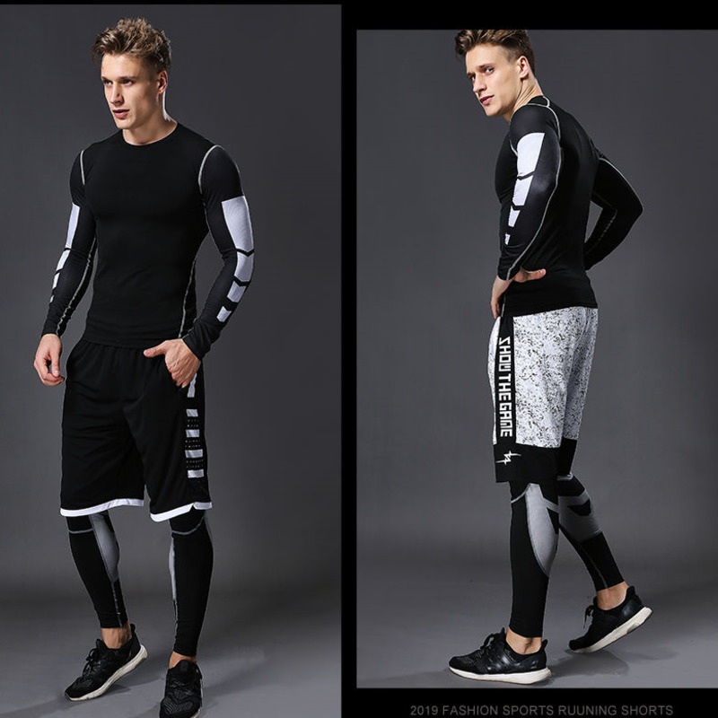 

Compression Sports Leggings Basketball Tights Men Elastic Gym Fitness Clothing Man Running Hombre Pants Basket Pantacourt Homme, 14