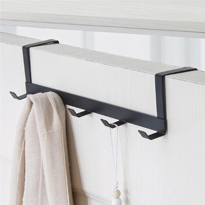 

Iron Door hook Over The Door 5 Hooks Punch free Home Bathroom Organizer Rack Clothes Coat Hat Towel Hanger holder wall #4JY19