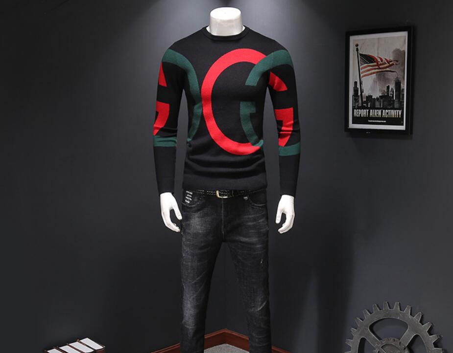 

International high-end men new fashion warm soft letter sweater high quality counter coat top hoodie sweatshirt shirt plus size M--4XL, Black