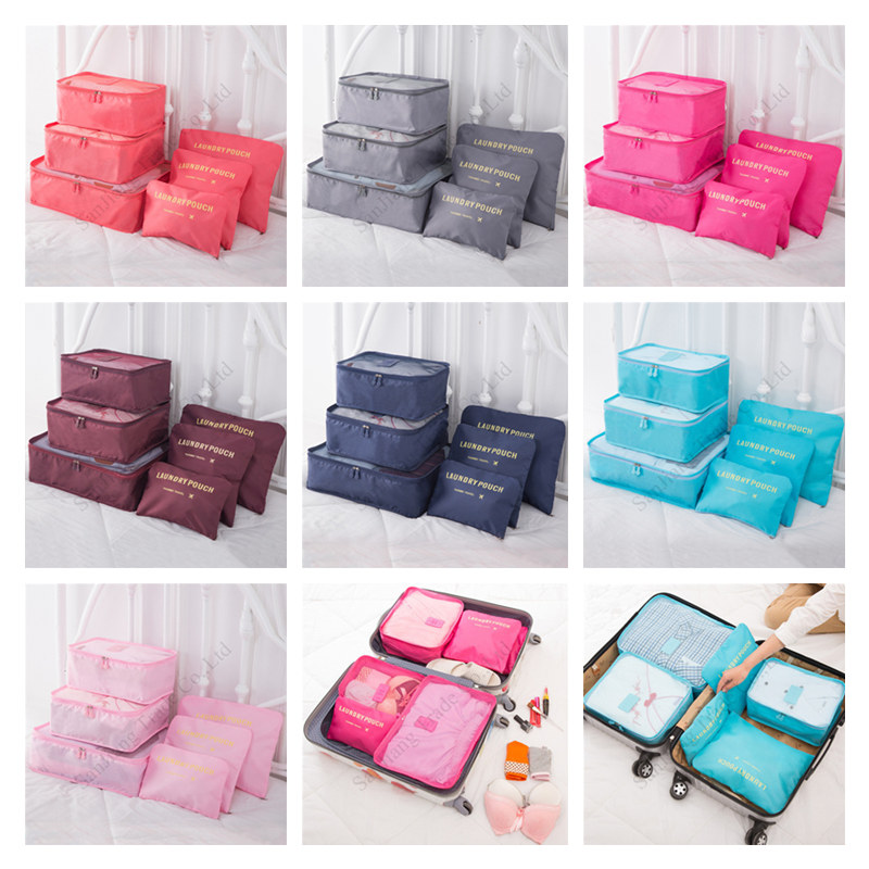 

6Pcs/Set Travel Storage Bag Packing Makeup Bags Organizer Home Luggage Clothes Underwear Shoes Cosmetics Sorting Laundry Pouch E11304