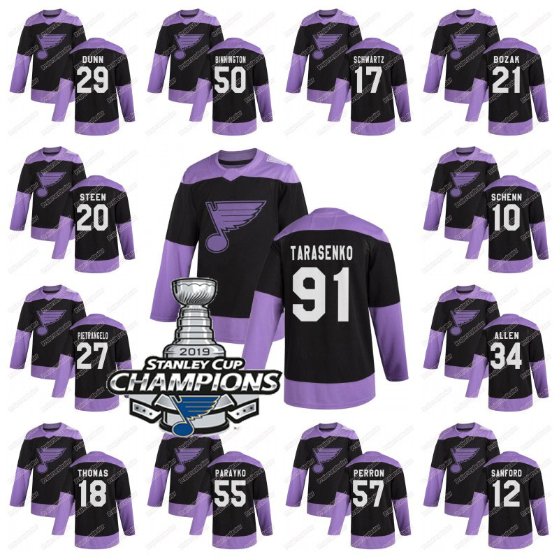 

Womens St. Louis Blues Fights Cancer Practice Black Chamption Jersey Vladimir Tarasenko Ryan O'Reilly Binnington Pietrangelo Schwartz Allen, Black;red