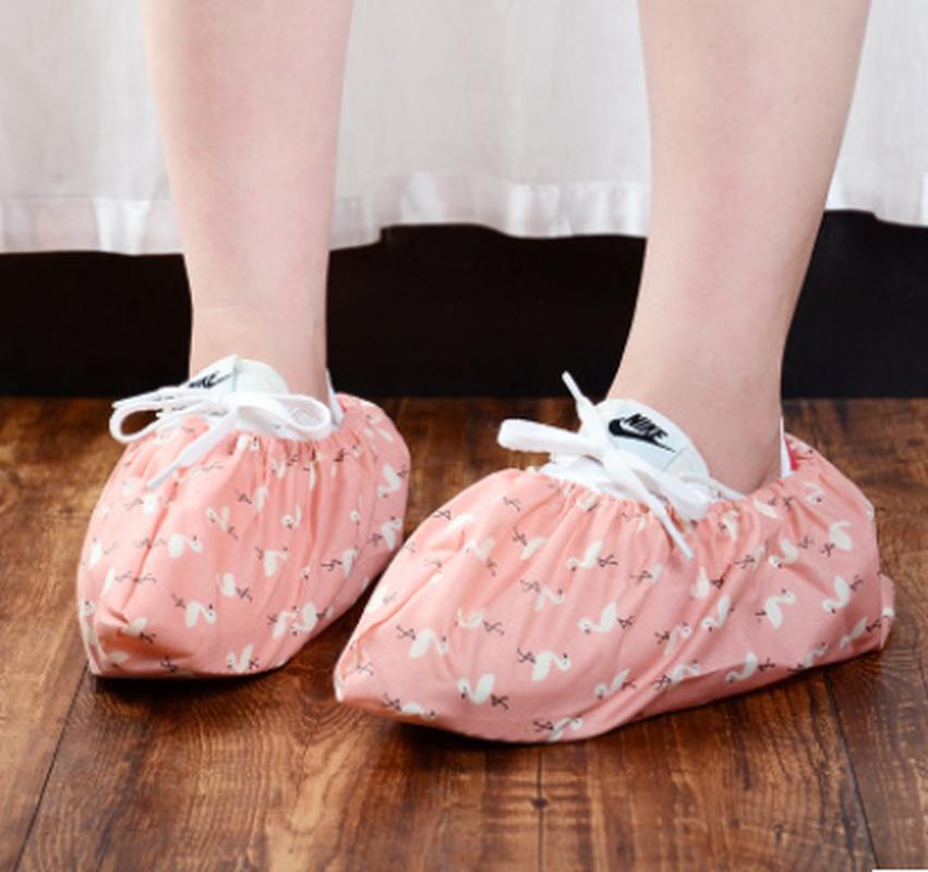

1Pair Thicken Reusable Elastic Shoe Cover Home Indoor Antiskid Overshoes Student Machine Room Flamingo Dust Proof Feet Covers