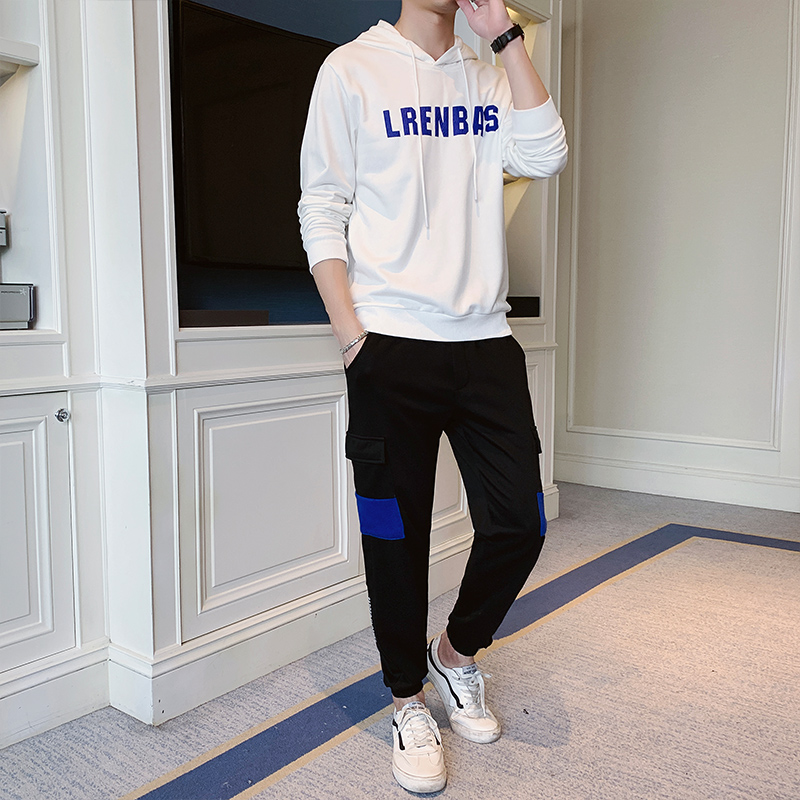 

Cotton Tracksuit Men Hooded Suit Casual Men Fashion Tracksuits Sweatshirts Jackets 2 Piece Sweatsuit For Clothes II50NSTZ, White