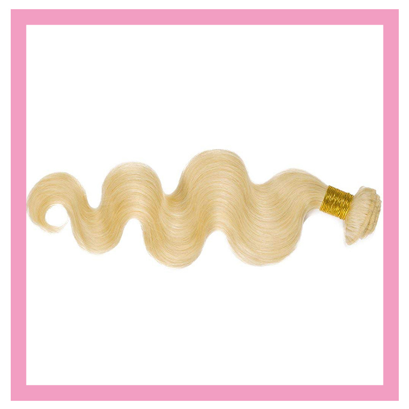 

Indian Virgin Raw Hair One Piece Blonde Human Hair Wefts 613# Blonde Body Wave Bundle Double Wefts, Blonde 613#
