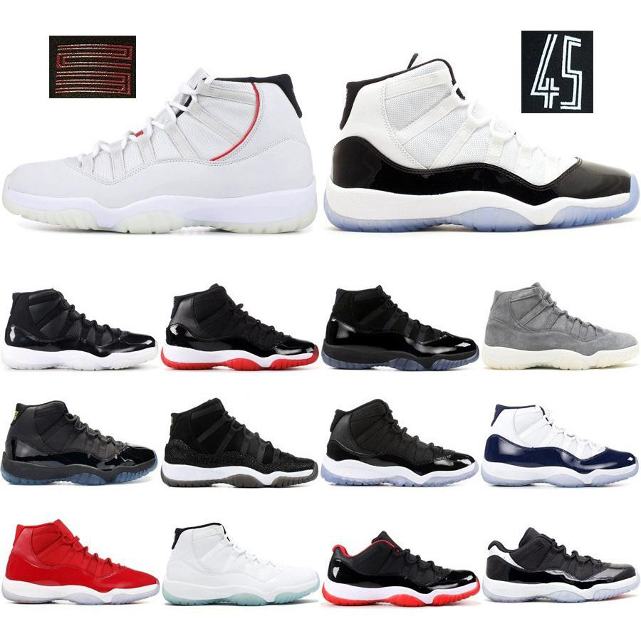 

2020 11 Mens 11s Basketball Shoes New Concord 45 Platinum Tint Space Jam Gym Red Win Like 96 XI Sneakers Men Sport Shoes, 11 legend blue