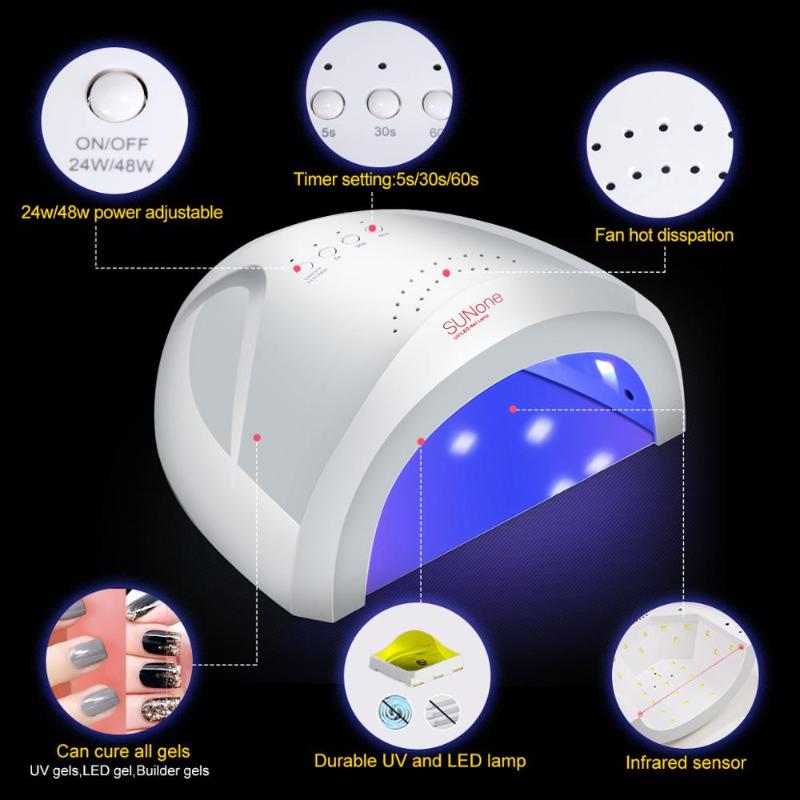 

Azure Beauty Nail Lamp Sunone Nail Dryer 24W/48W For UV LED Gel Polish Machine Curing All Gel Polish Infrared Sensor, 48w sunone