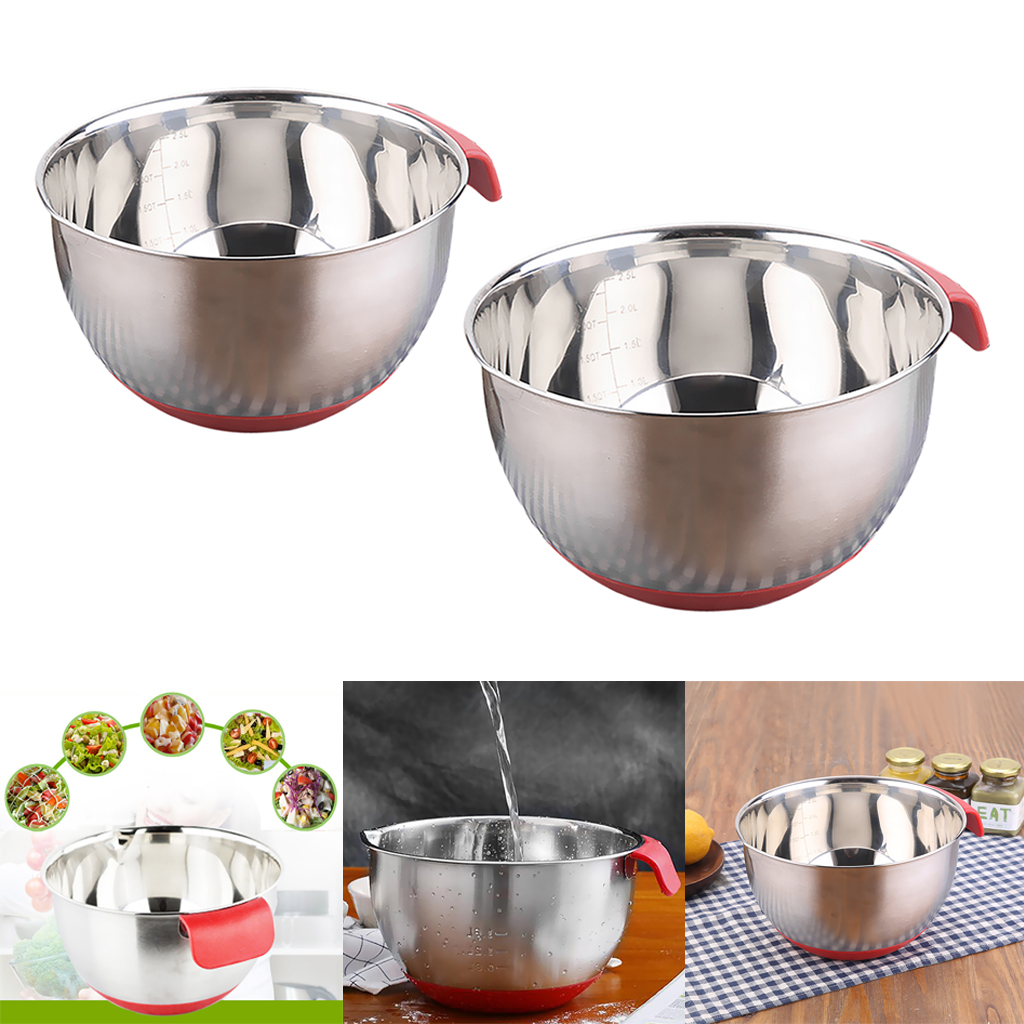 

2 pieces mixing bowl set catering nesting bowl cookware for salad - 2.5l and 4.5l