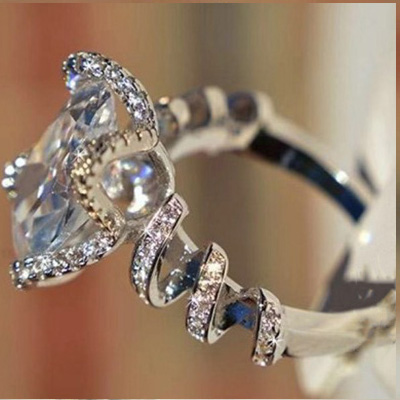 

Plated Silver White Sapphire Diamond Twist Women's Ring Anniversary Gift Engagement Bridal Wedding Rings Size 5-10