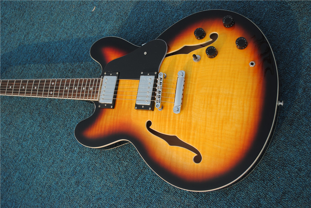 New style high quality custom electric guitar, F hole , semi hollow body jazz electric guitar, hot selling guitarra ,custom