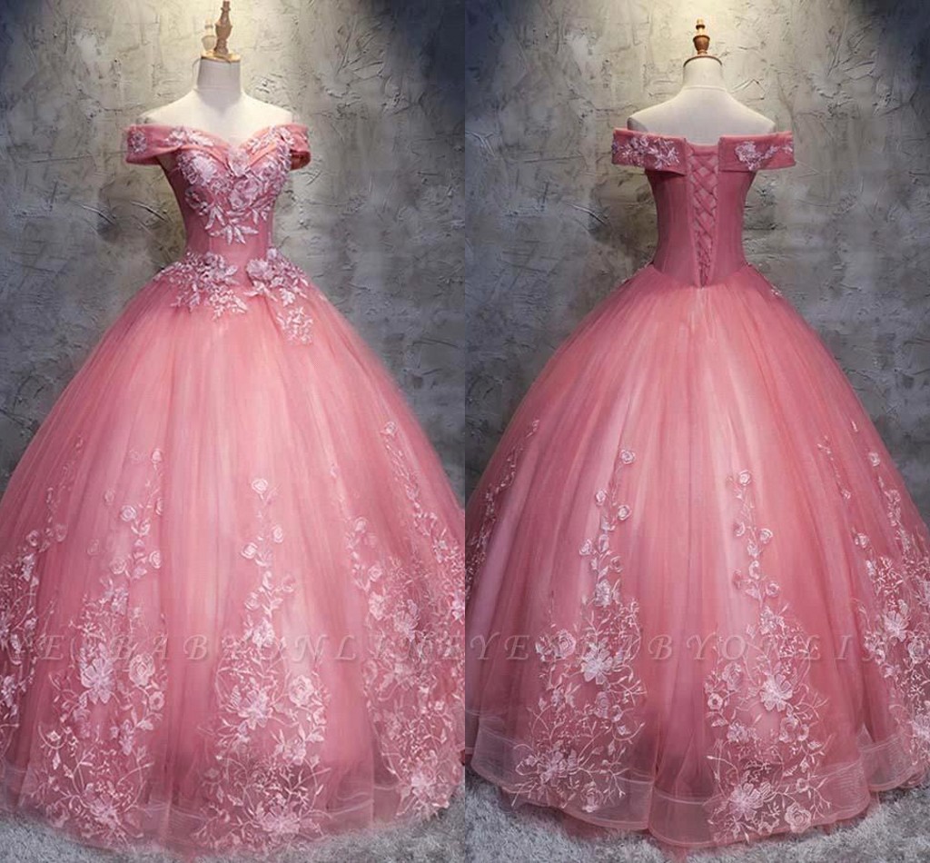 

2019 Princess Pink Ball Gown Prom Quinceanera Dresses Sweet 15 Formal Party Gown Plus Size Pageant Dress Custom Made BC1718, White