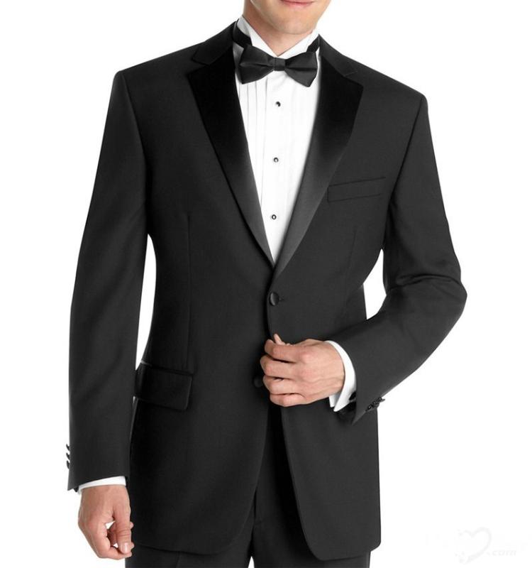 

2020 Classic Custom Made Groomsmen Black Groom Tuxedos Satin Lapel Men Suits Wedding/Prom Best Man Blazer (Jacket+Pants+Tie)B143
