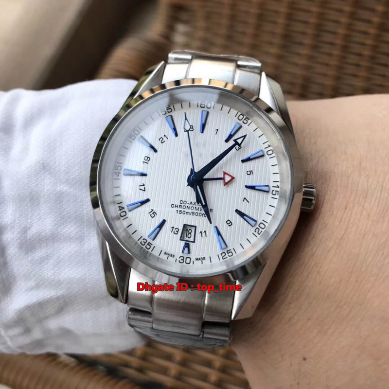 

2 style Vintage Aqua Terra 150m GMT Automatic Mens Watch 231.90.43.22.04.001 White Dial Stainless Steel Bracelet Gents Sports Watches