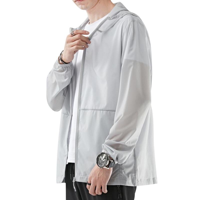 

Cloudstyle Men's Protection Clothing Zipper Hoodies Stretch Solid Color For Rock Climbing, OutdoorBreathable Quick Dry Summer, W1