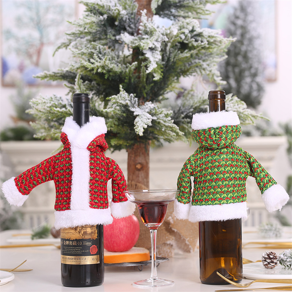

Christmas Decoration For Home Sweater Bottles Sets Old Man Clothes Bottle Dress Up Santa Claus Snowman Kitchen Accessories