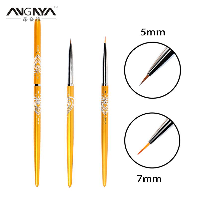 

ANGNYA 1Pc Gold Nail Art Brushes Metal Handle French Painting Brush Flower Design Stripes Lines Liner DIY Drawing Manicure Tools