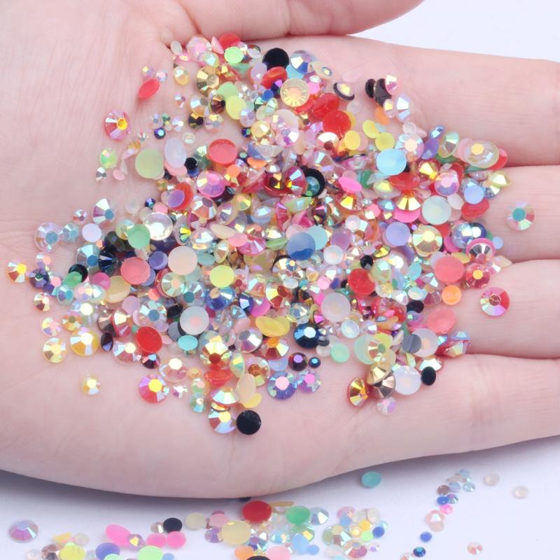 

Resin Rhinestones 1000pcs 2-5mm Mixed Colors Flatback Round Glue On Non Hotfix Stones Appliques For Craft Garment Decoration DIY