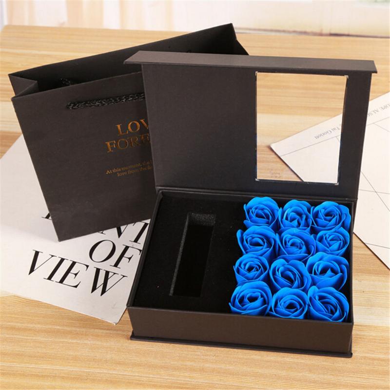 

High-end flip rose lipstick gift box Soap Flower Heads Artificial Flowers Bathing Petals Box For Valentine's Day Wedding Gift #1, Bu