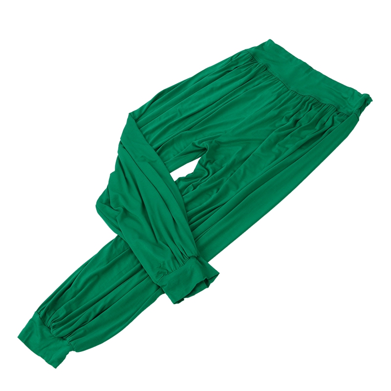 

High Waist Stretch Women Harem Pants Sport Yoga Pants Flare Pant Dance Club Boho Wide Leg Loose Long Trousers Bloomers Pants-Yel, Yellow