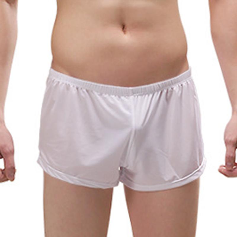 

Men's Sexy Boxer Briefs Underwear Mesh Shorts Trunks Underpants Breathable Sport Ice Silk Men's Trousers Briefs, Black