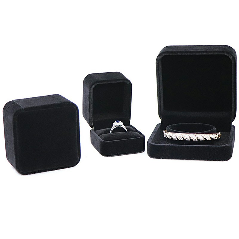 Free Distribution High-grade Black Velvet Cloth Jewelry Box Ring Pair Ring Necklace Gift Box Bracelet Bracelet Box Packaging Gift-image-506766700