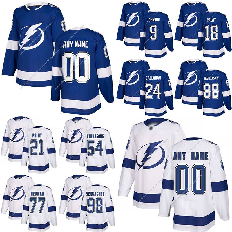 

Tampa Bay Lightning jerseys 91 Steven Stamkos 86 Nikita Kucherov 77 Victor Hedman custom any number any name hockey jersey, Black;red