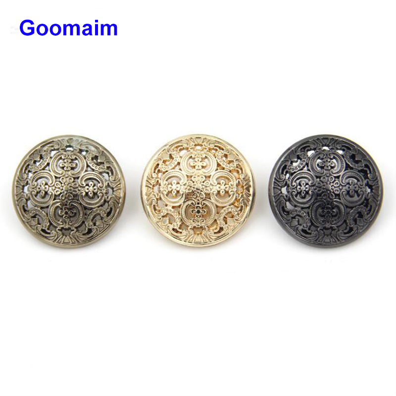 

100pcs/lot 20 mm fashion Palace Style hollow metal buttons overcoat sewing alloy jeans buttons for clothes jeans buttons Palace pattern